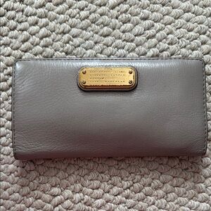 Marc Jacobs Gray Leather Wallet with Gold Hardware